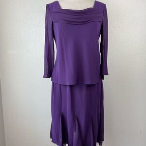 NWT S.L. Fashions Petite Purple Matching Top and Skirt Size 10 EUC